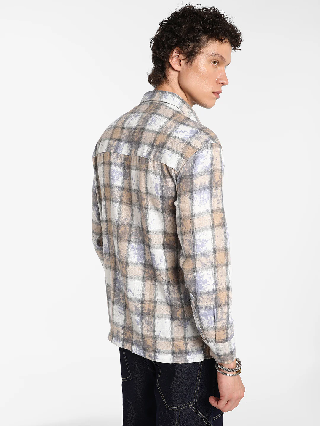 Tie-Dye Plaid Oversized Shirt - Image 12