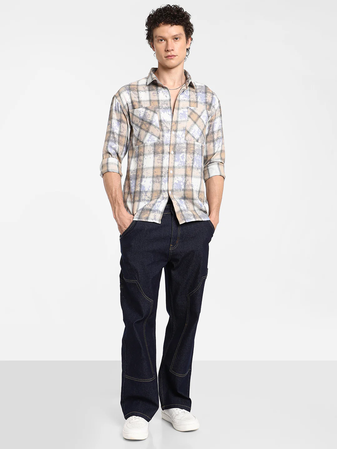 Tie-Dye Plaid Oversized Shirt - Image 13