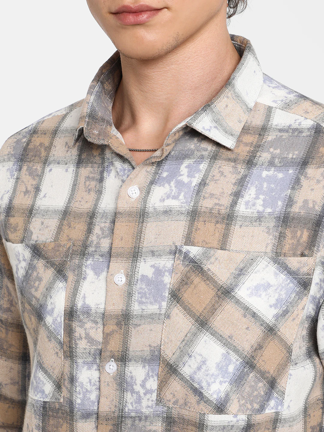 Tie-Dye Plaid Oversized Shirt - Image 15