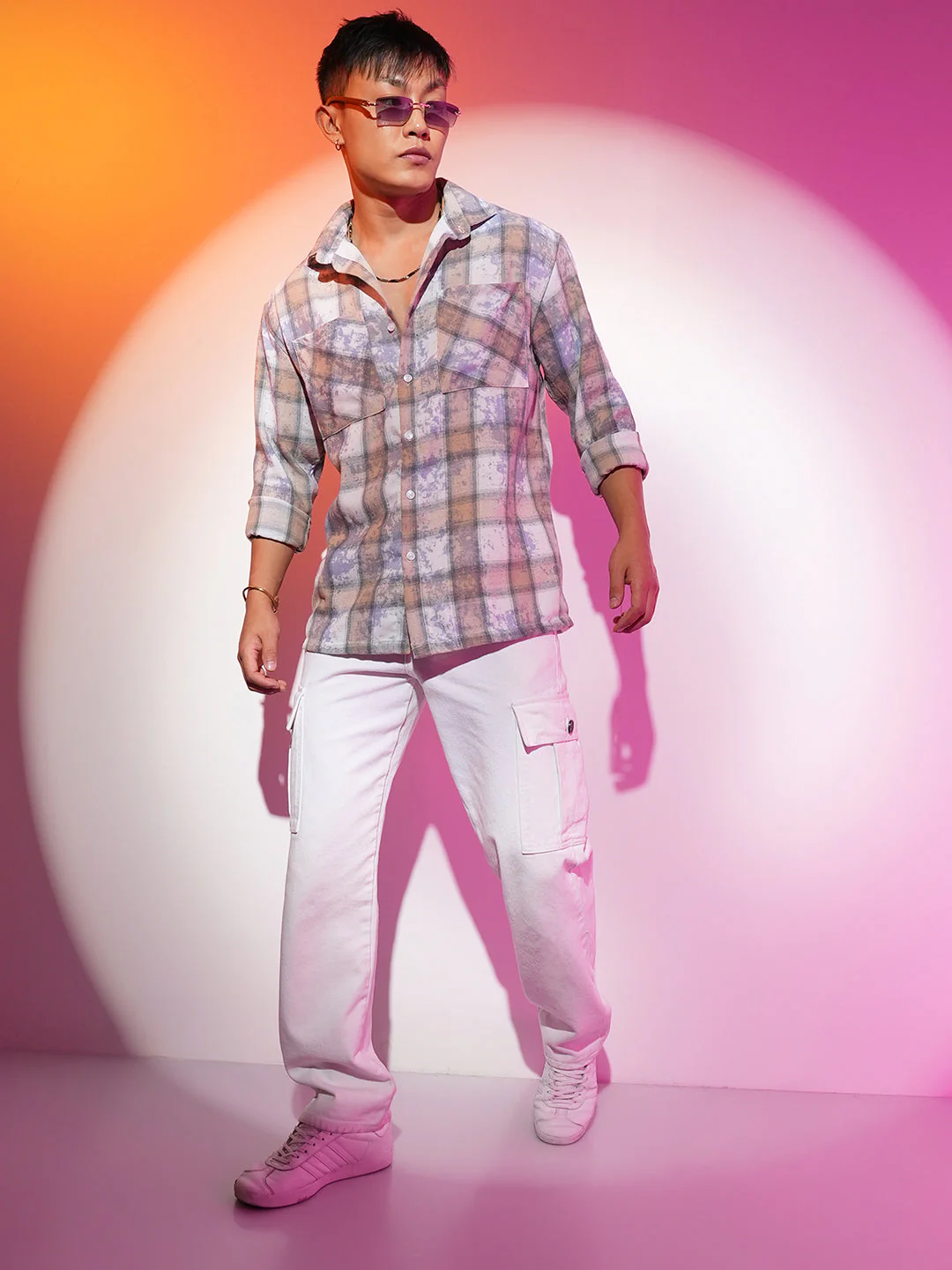 Tie-Dye Plaid Oversized Shirt - Image 6