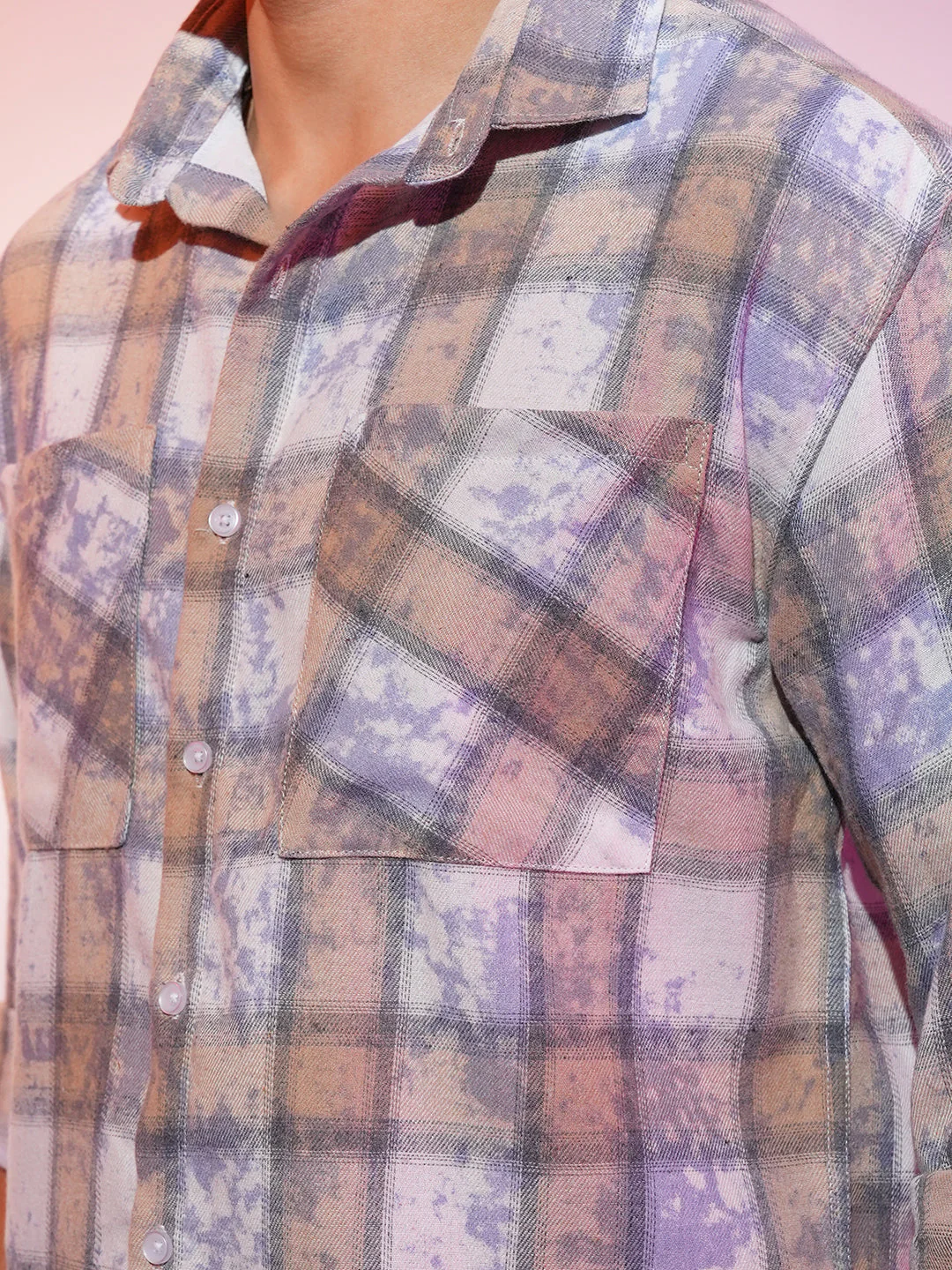 Tie-Dye Plaid Oversized Shirt - Image 7