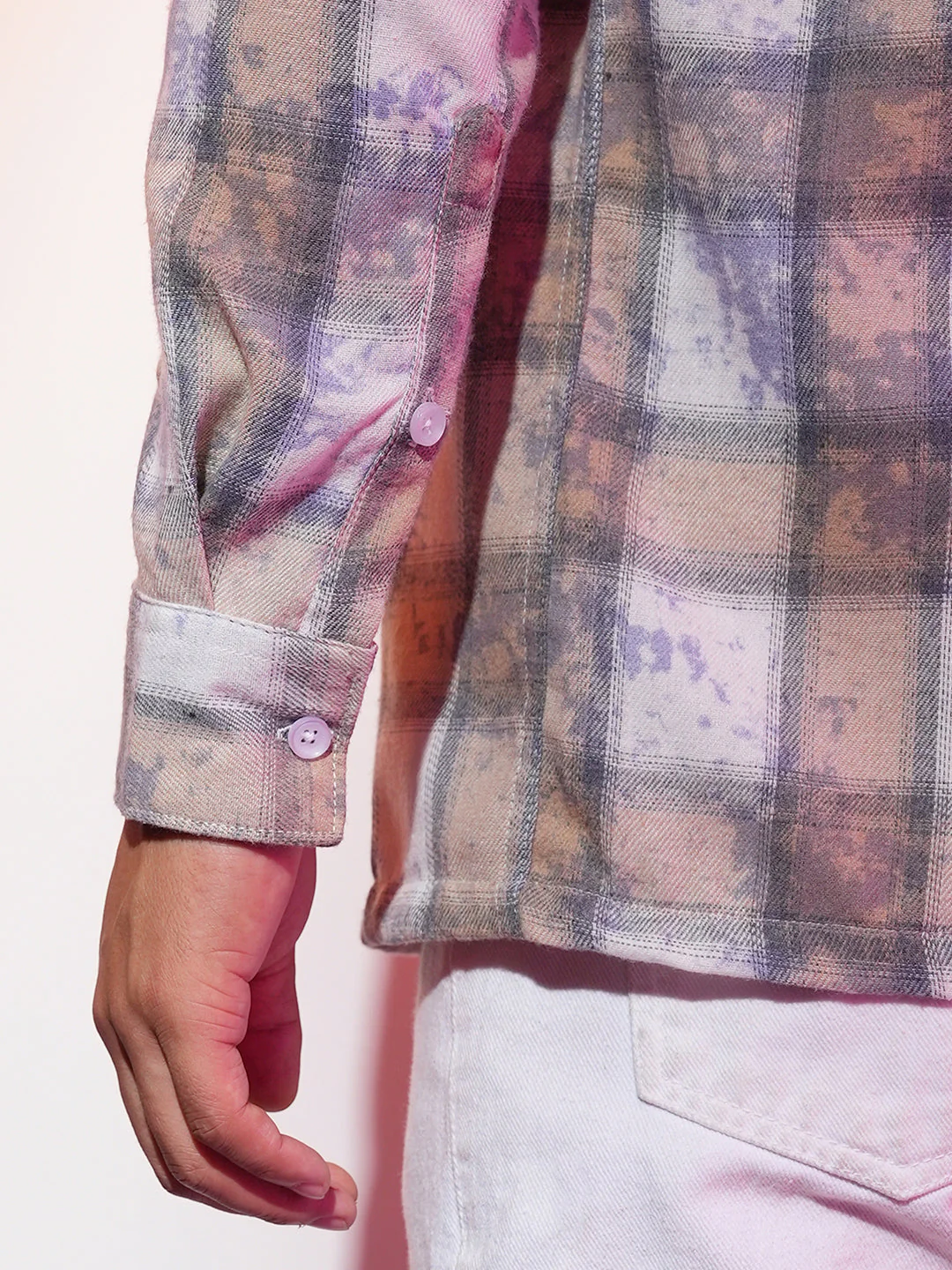 Tie-Dye Plaid Oversized Shirt - Image 8