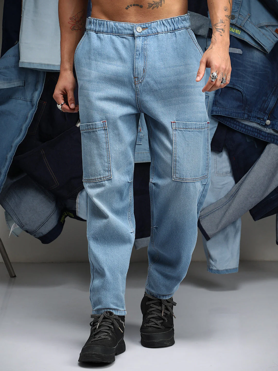 Carrot-Fit Utility Denim Jeans - Image 2