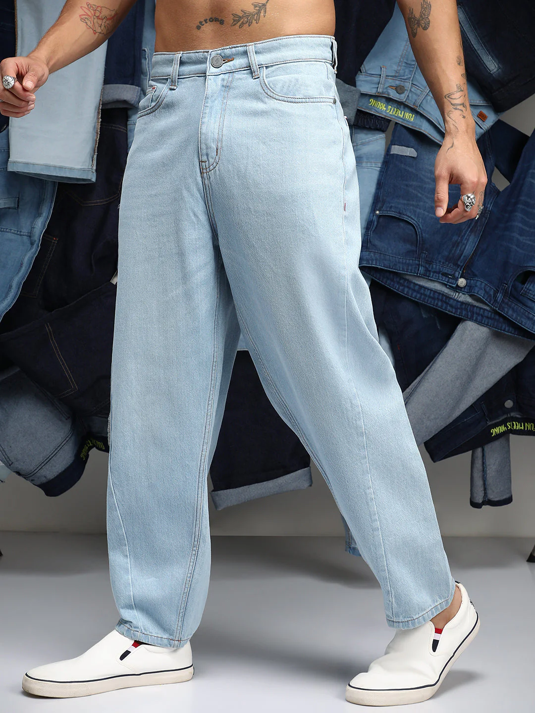 Semi-Tapered Relaxed Denim Jeans - Image 3