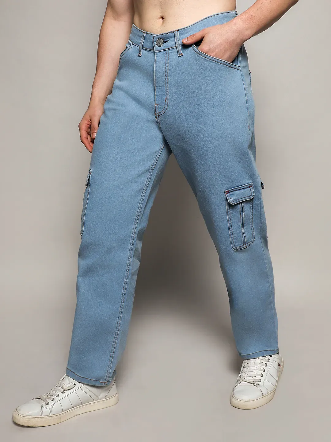 Straight Cargo Denim Jeans - Image 3