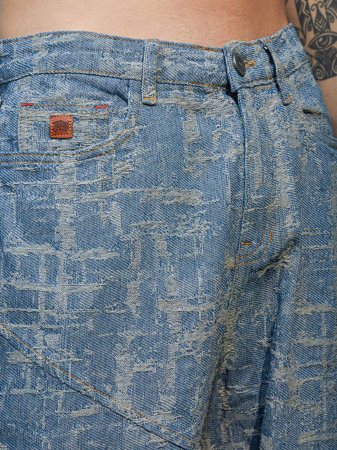 Textured Baggy Denim Jeans - Image 7