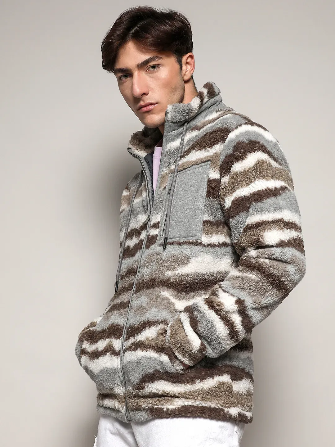 Camouflage Sherpa Puffer Jacket - Image 3