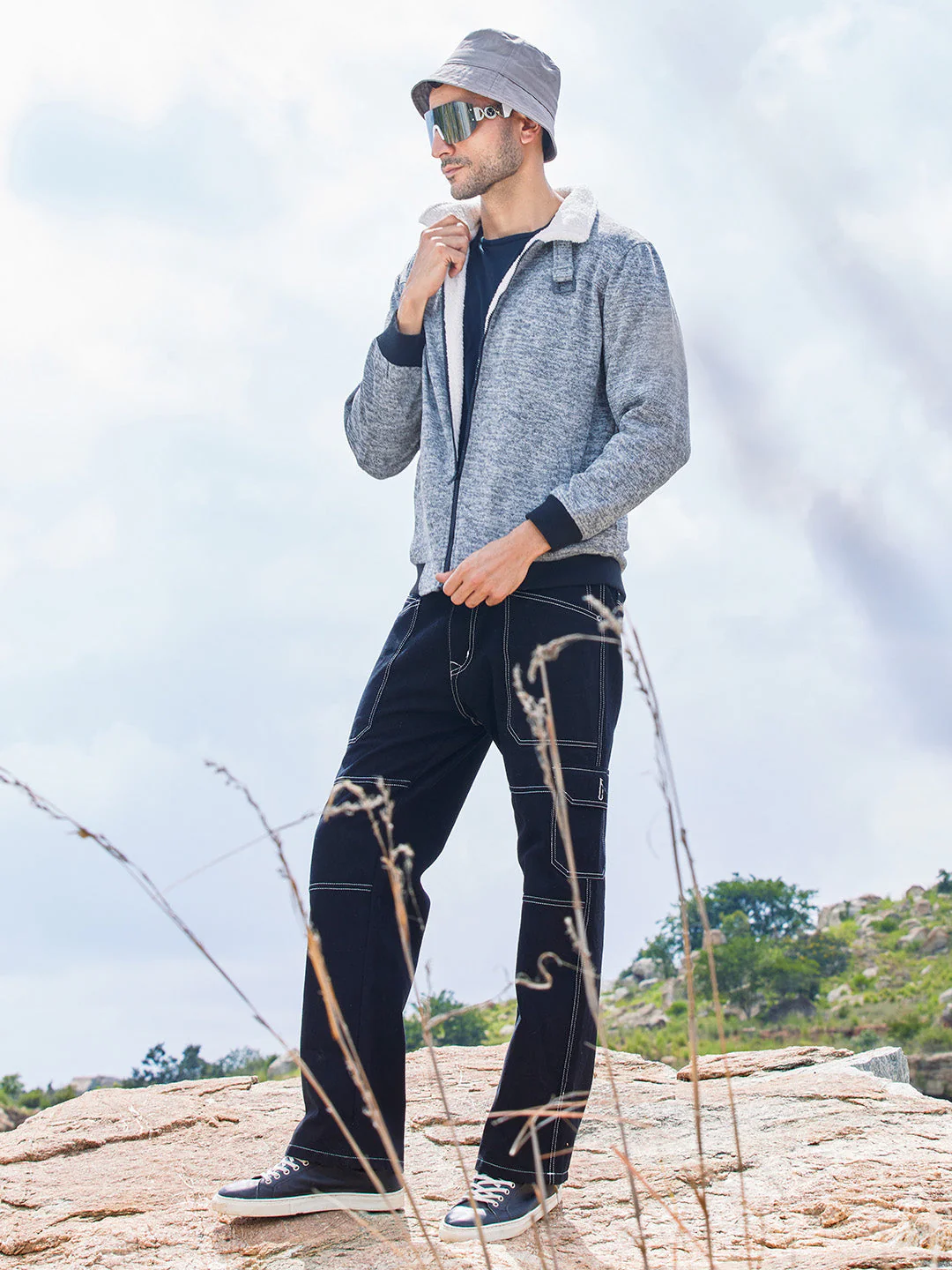 Heathered Jacket With Fleece Detail - Image 6