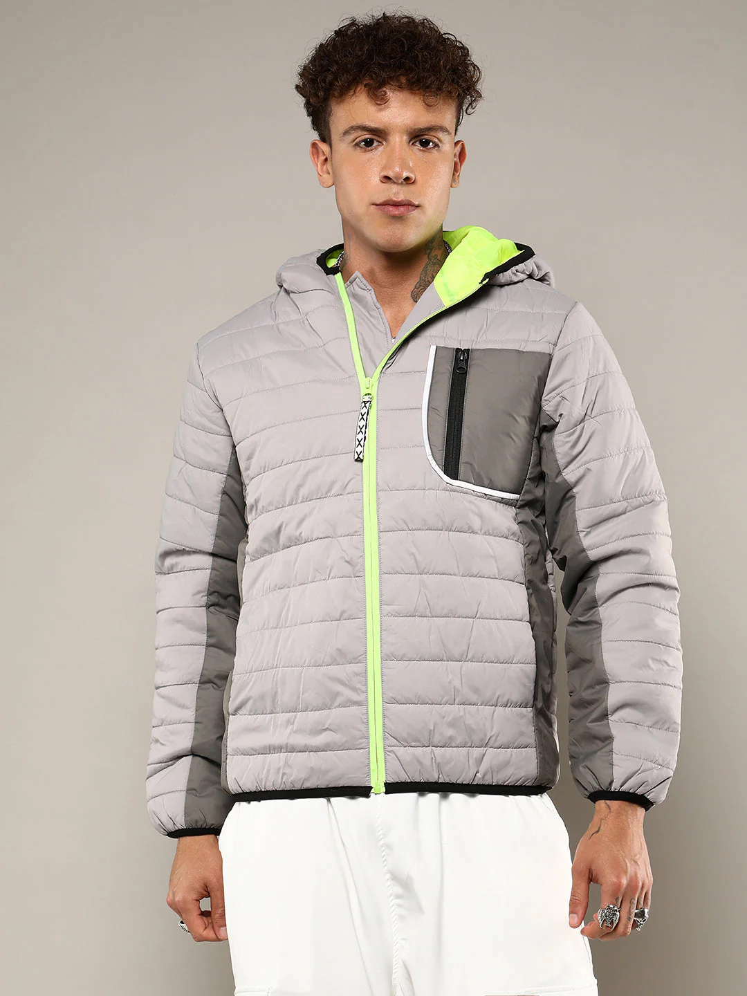Puffer Jacket With Contrast Zipper - Image 2
