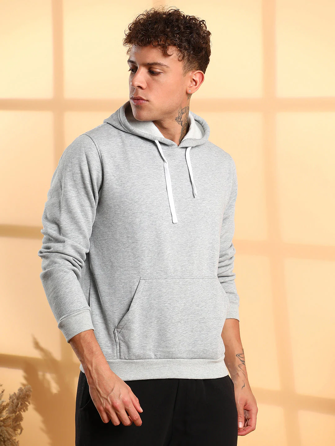Pullover Hoodie With Contrast Drawstring - Image 3