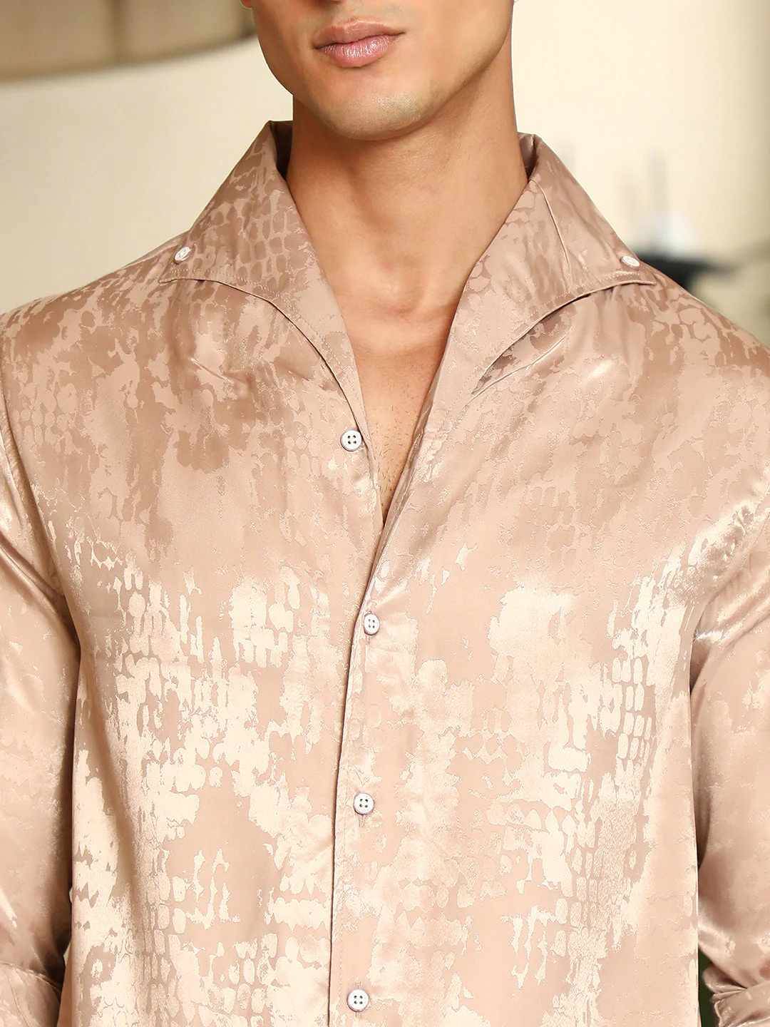 Droplet-Jacquard Satin Shirt - Image 7