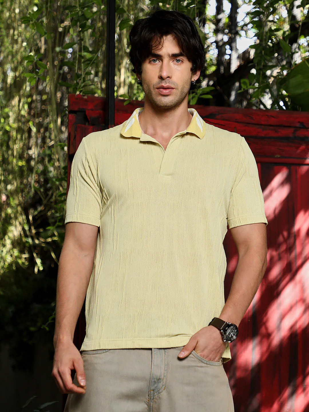 Abstract-Jacquard Polo T-Shirt - Image 2