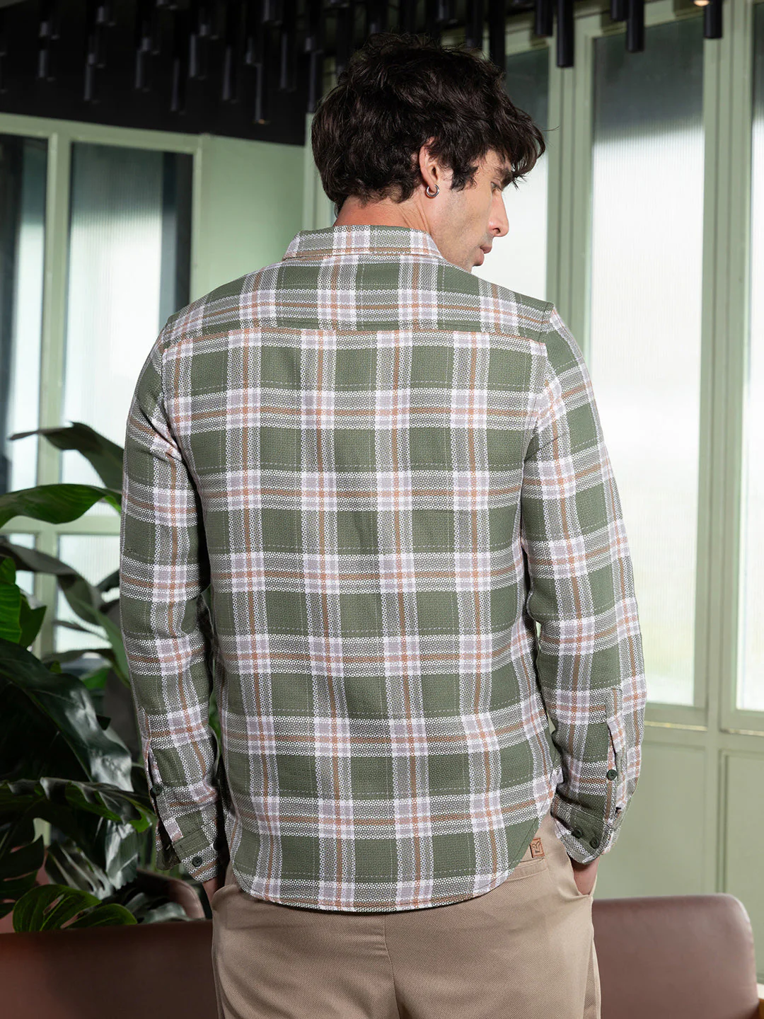 Button-Down Tartan-Jacquard Shirt - Image 4