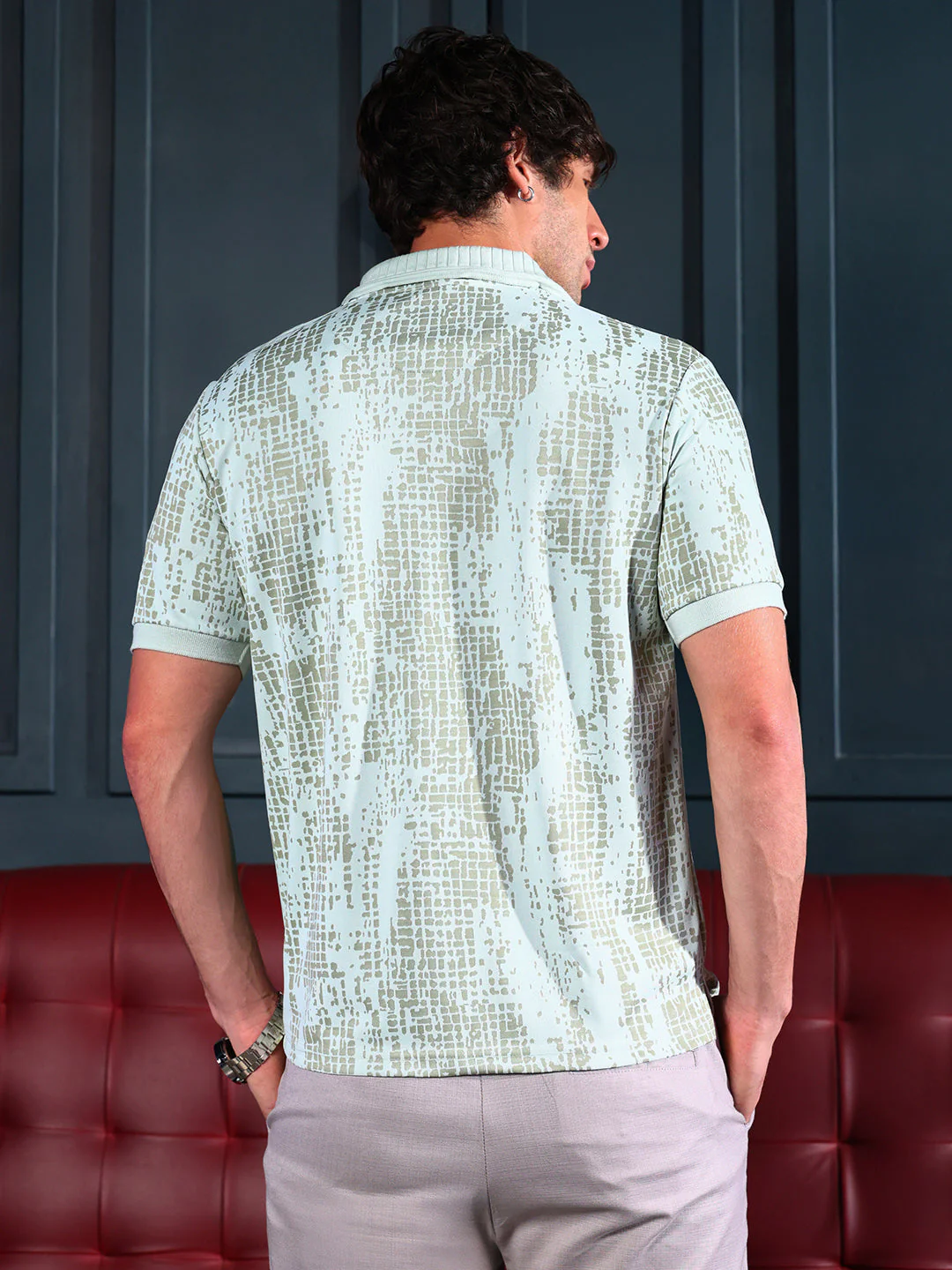 Abstract-Gravel Print Polo T-Shirt - Image 4
