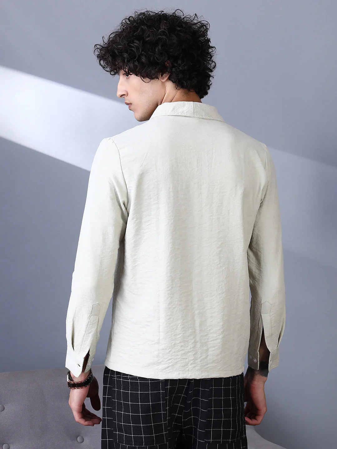 Solid Shawl Collar Oversized Shirt - Image 4