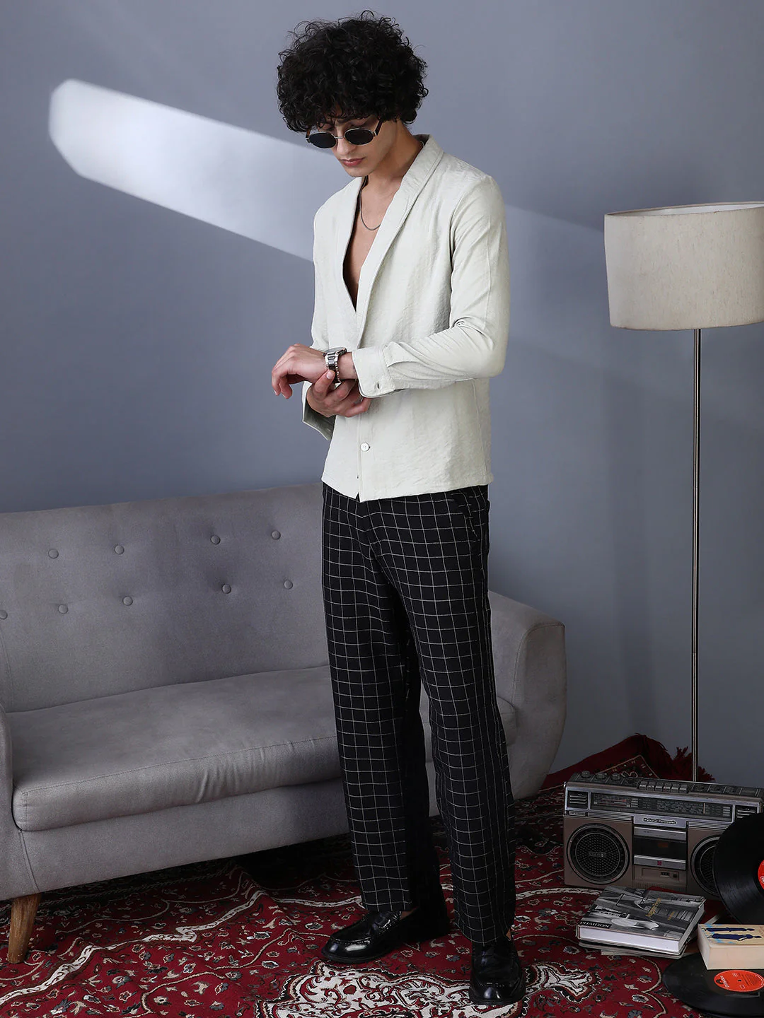 Solid Shawl Collar Oversized Shirt - Image 6