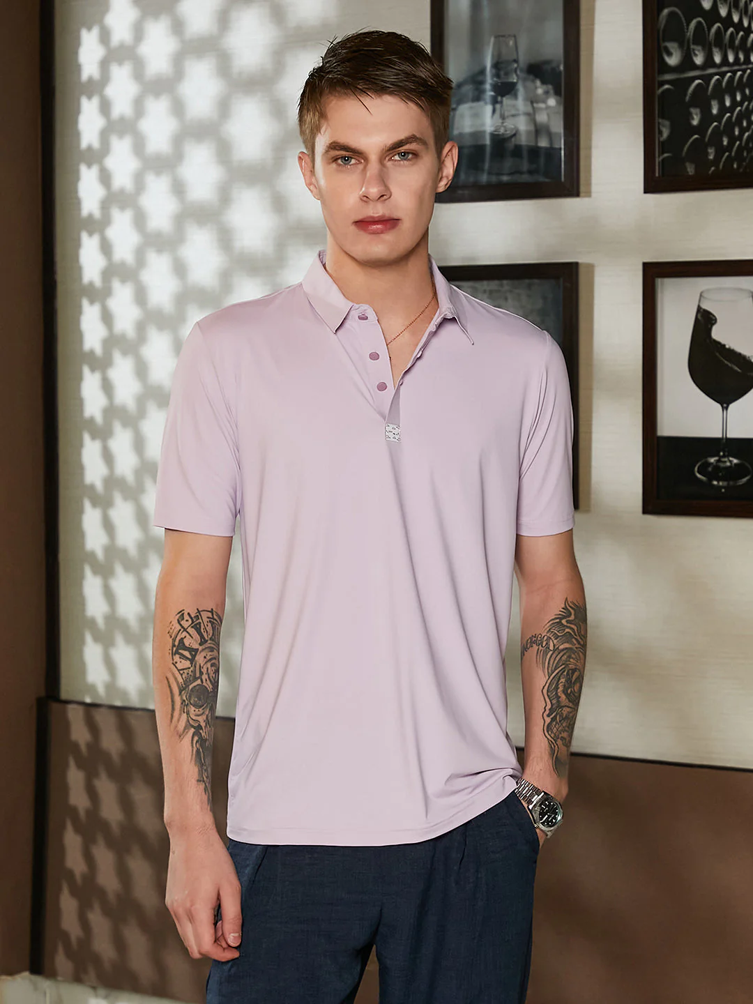 Seamless Solid Polo T-Shirt - Image 2