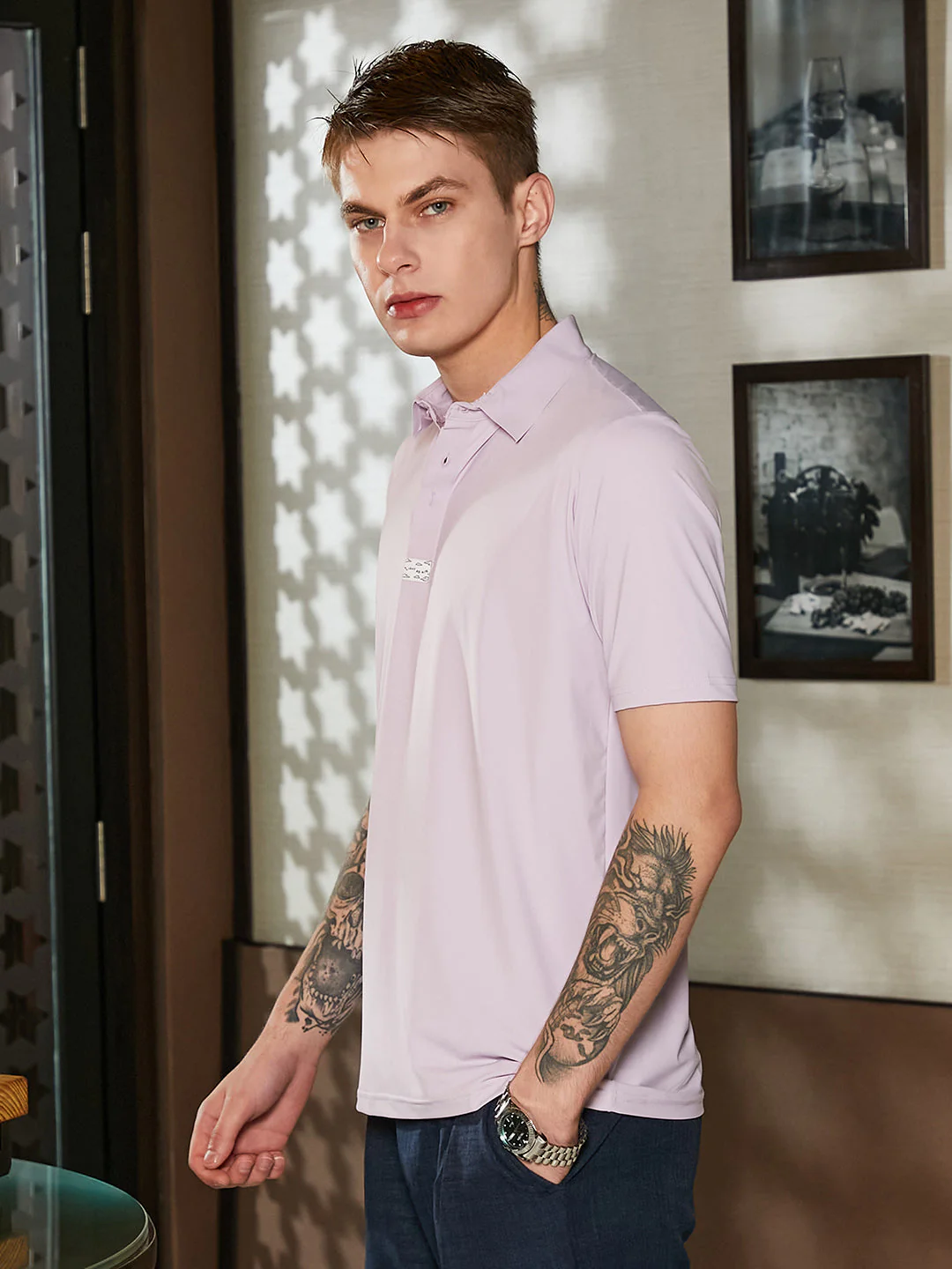 Seamless Solid Polo T-Shirt - Image 3