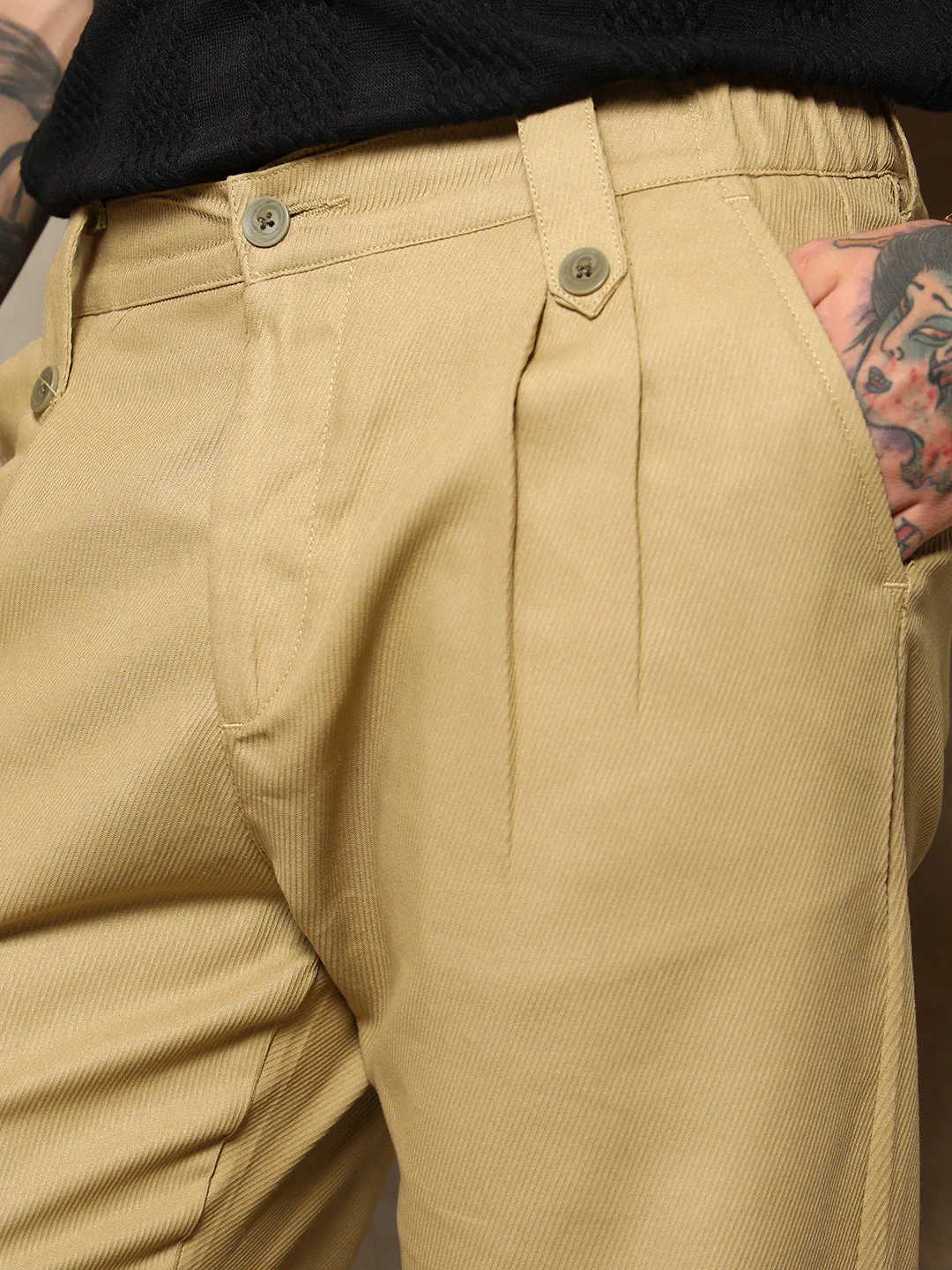 Ribbed-Pleated Chino Trousers - Image 7