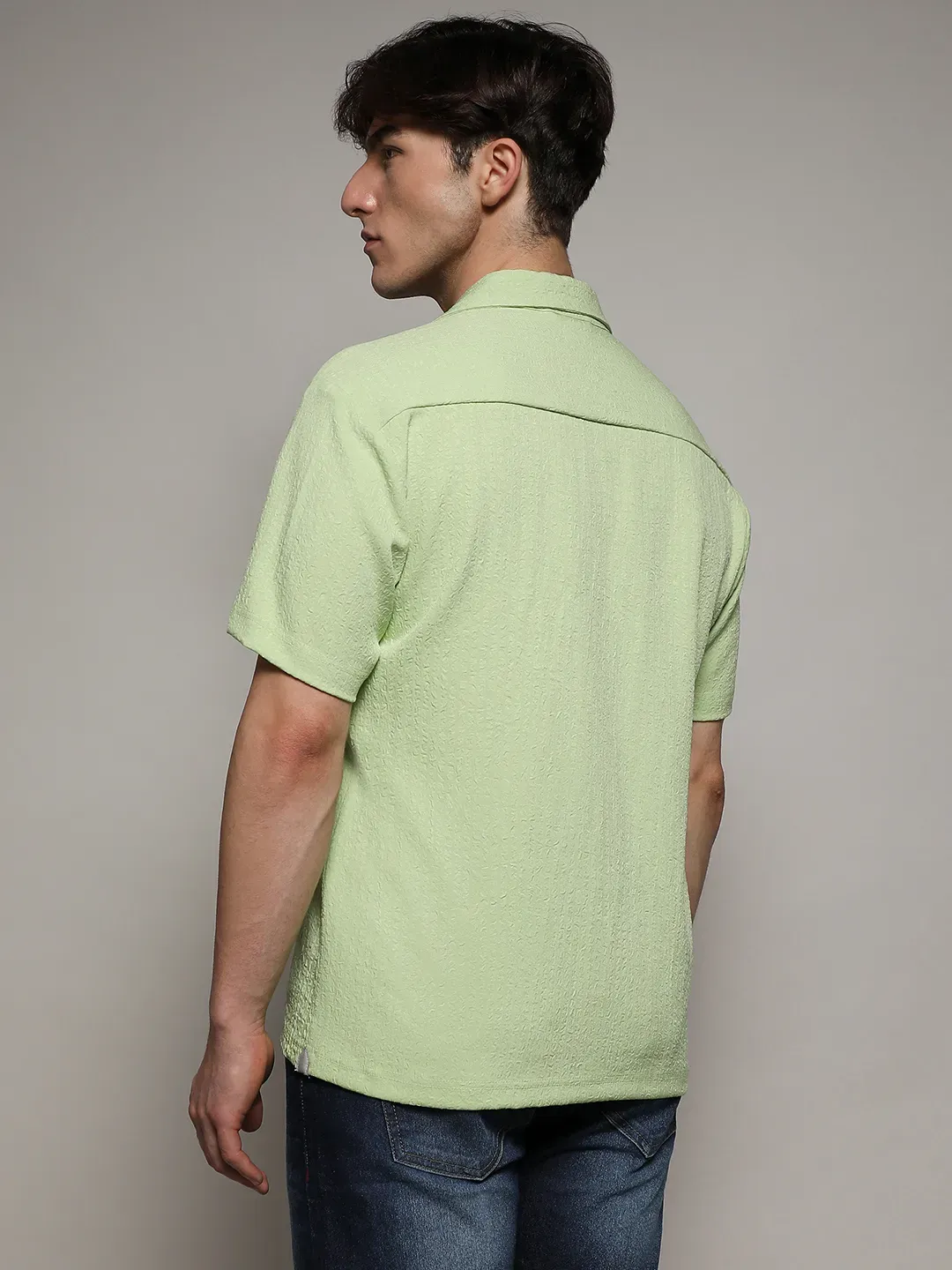 Self-Design Creased Box Shirt - Image 4