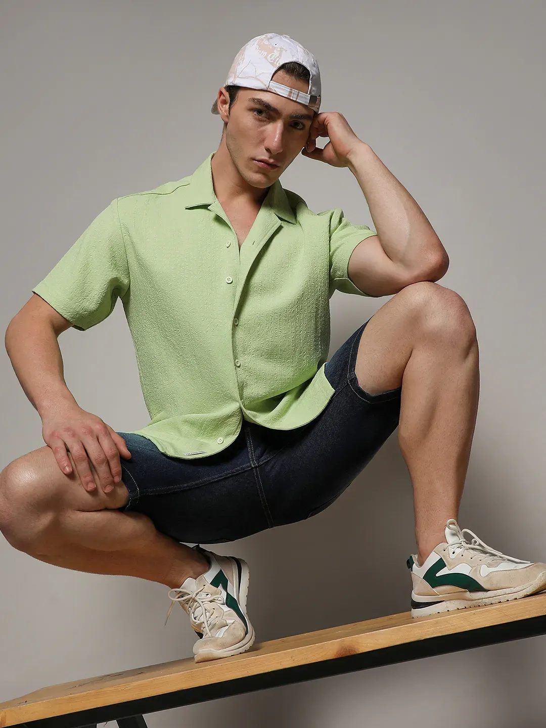 Self-Design Creased Box Shirt - Image 6