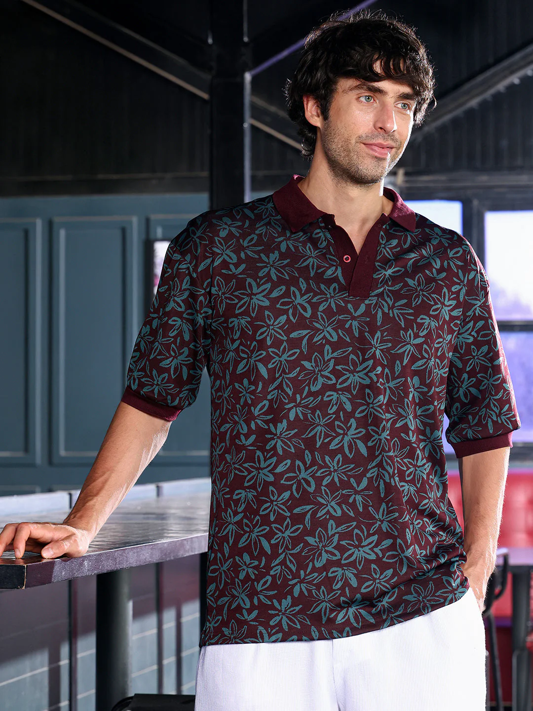 Floral-Jacquard Polo T-Shirt - Image 2