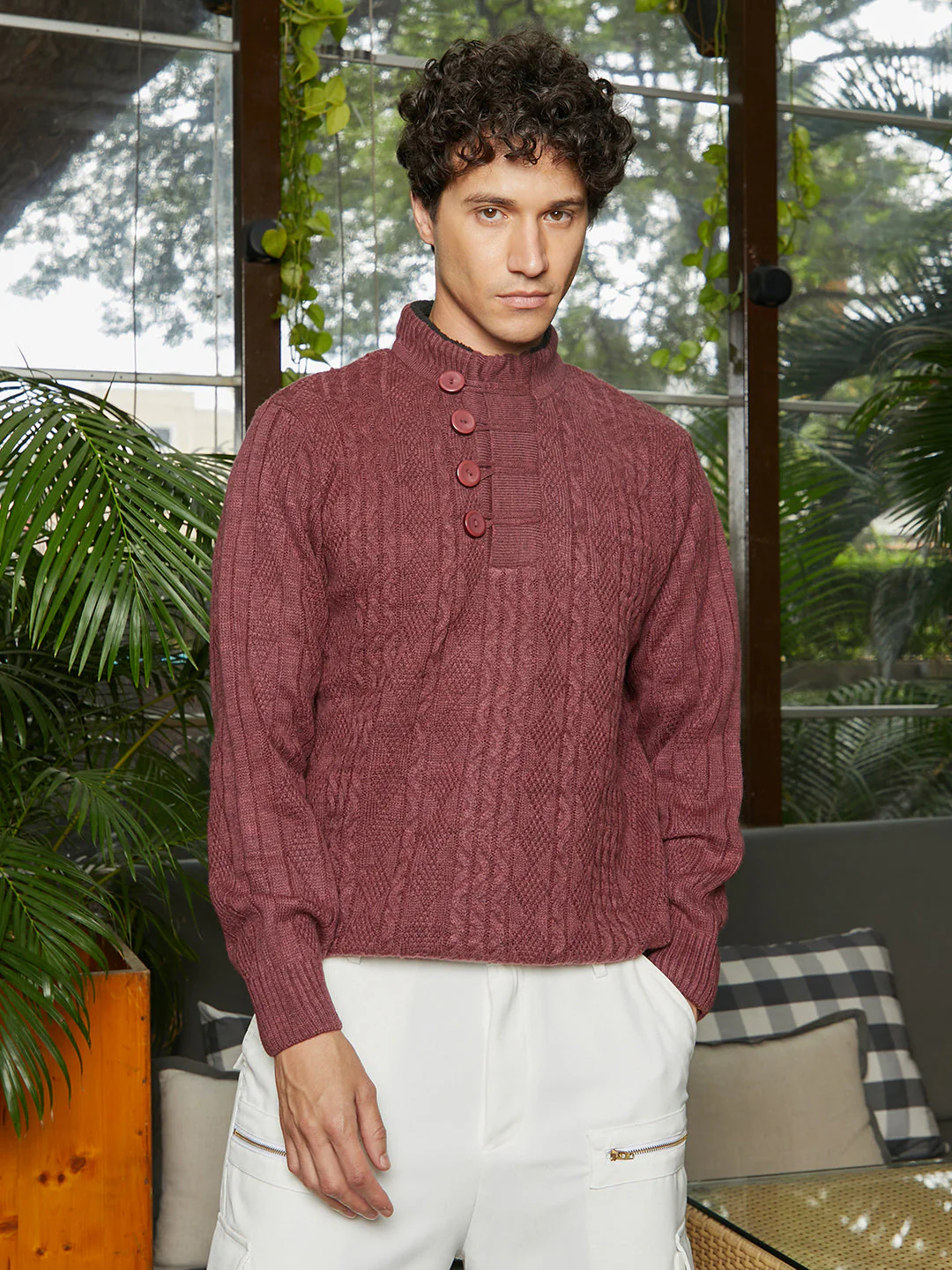 Rhombus Knit Sweater - Image 2