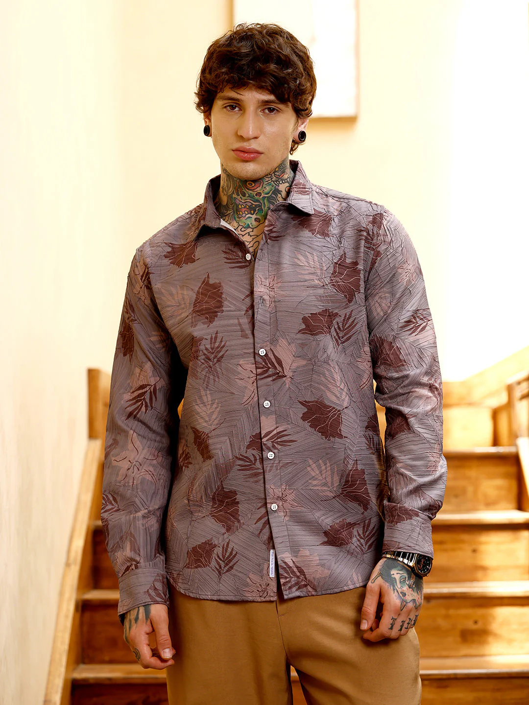 Leaf-Imprint Foliage-Tactile Shirt - Image 2