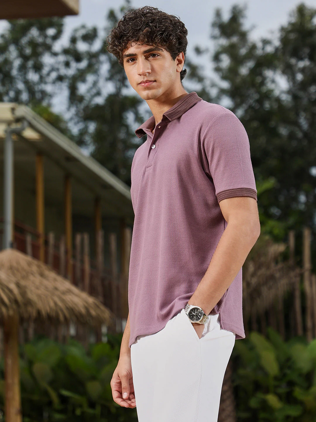 Textured-Knit Polo T-Shirt - Image 3