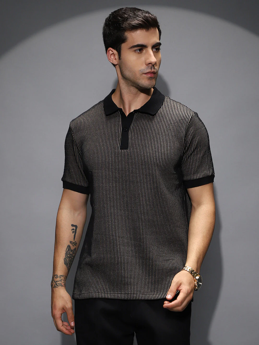 Pinstriped Polo T-Shirt - Image 2