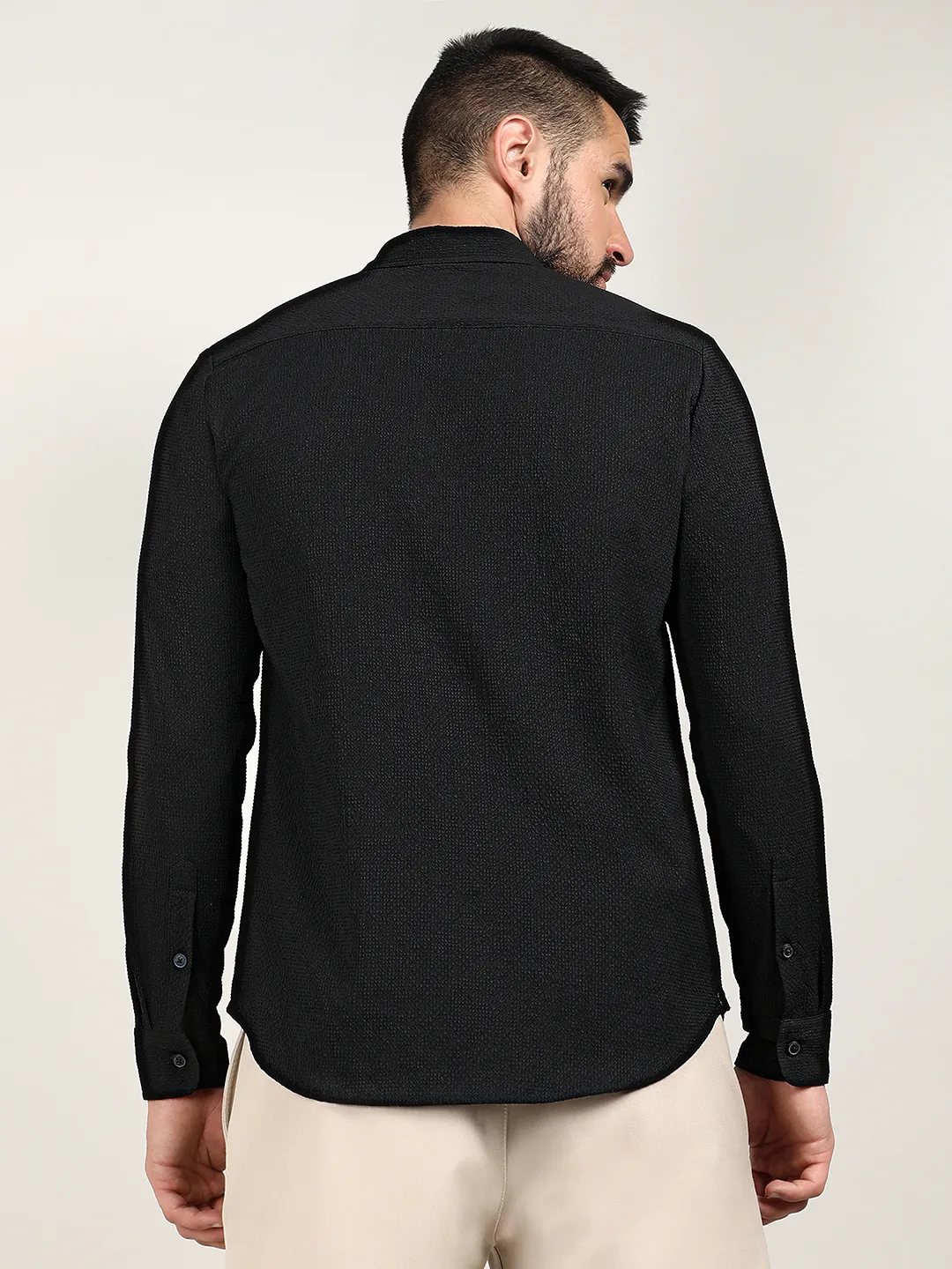 Embossed Micro Check Shirt - Image 5