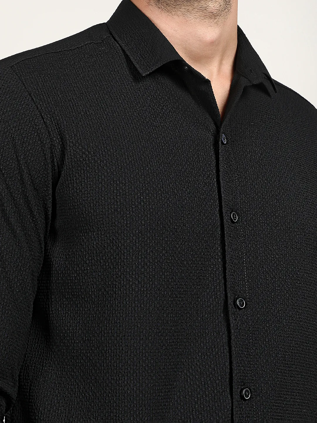 Embossed Micro Check Shirt - Image 6