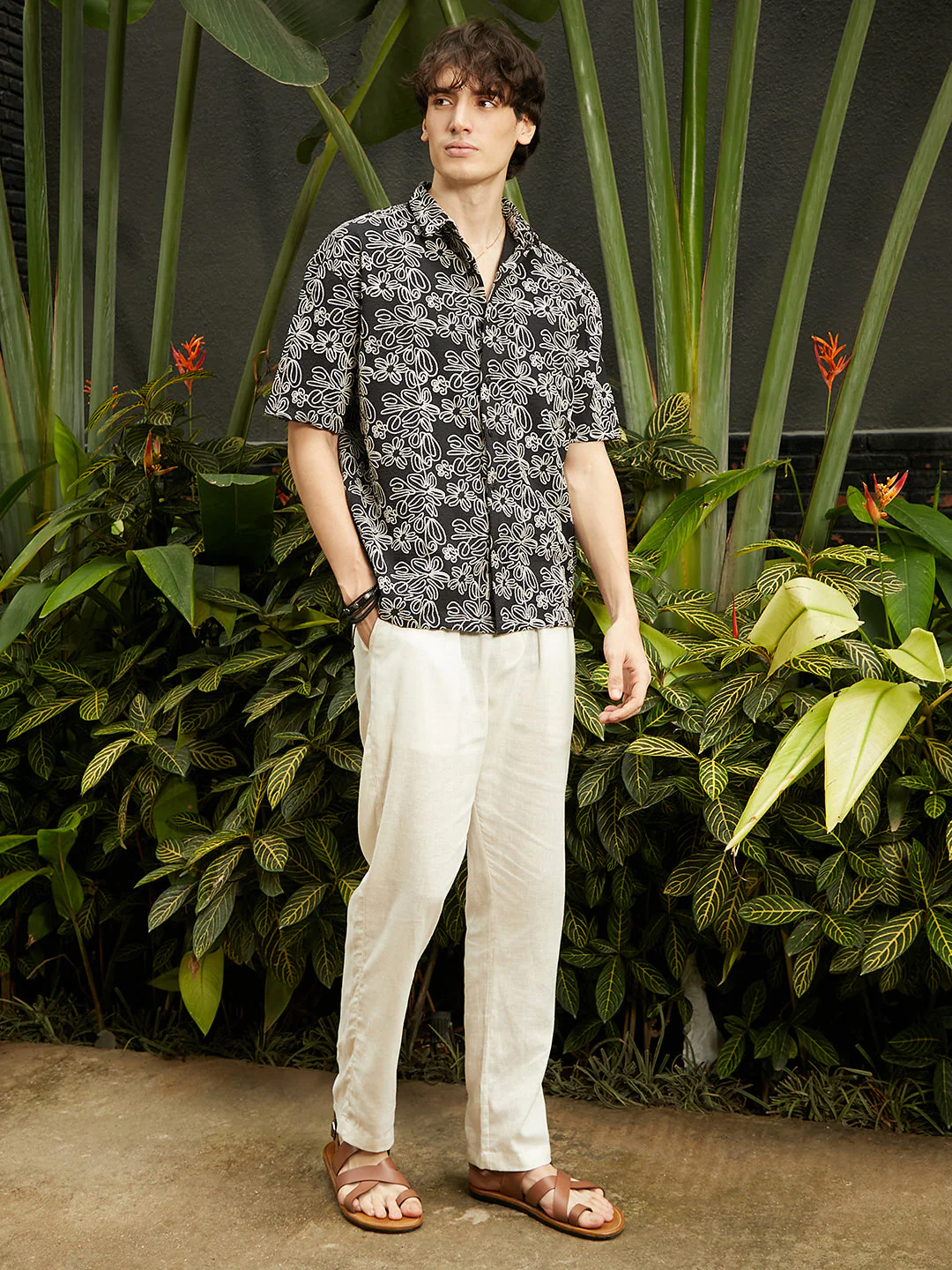 Floral-Lined Oversized Shirt - Image 5