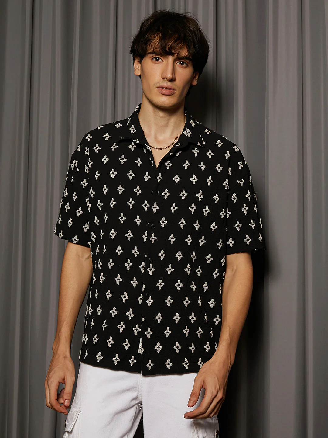 Floral-Tactile Oversized Shirt - Image 2