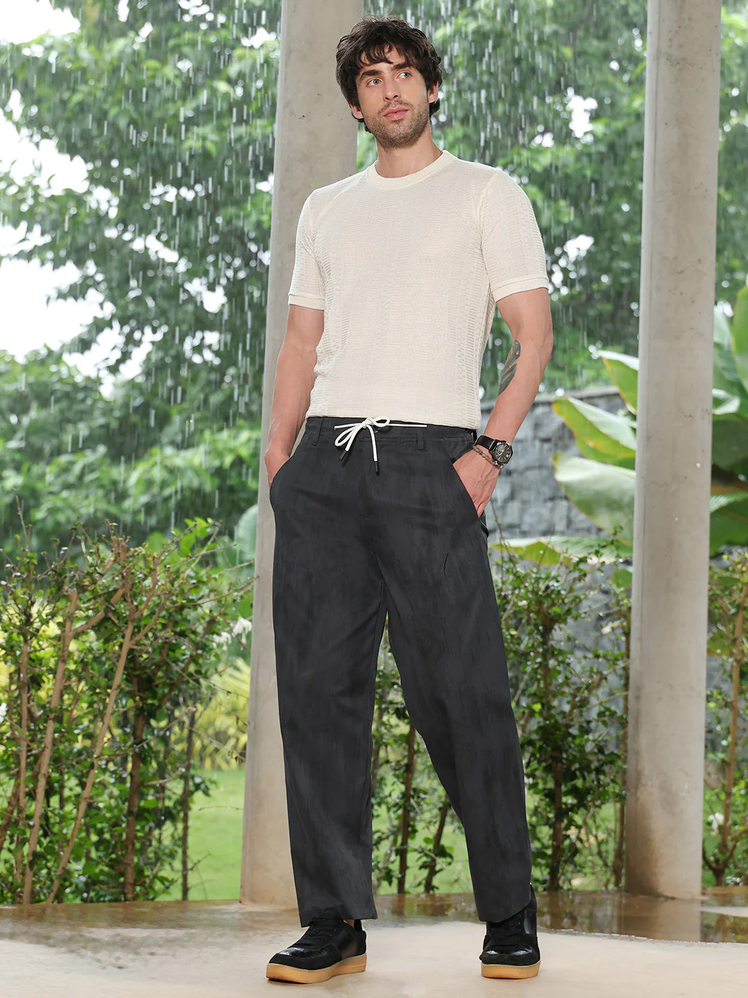Gazed-Imprint Straight-Fit Trousers - Image 5