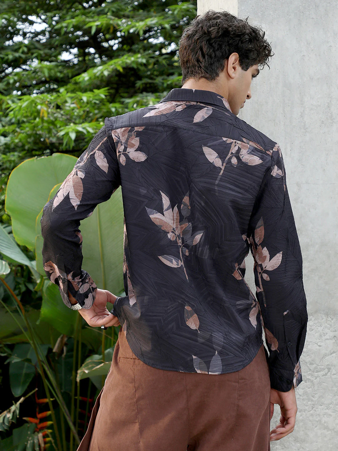 Imprinted Foliage Textured Shirt - Image 4