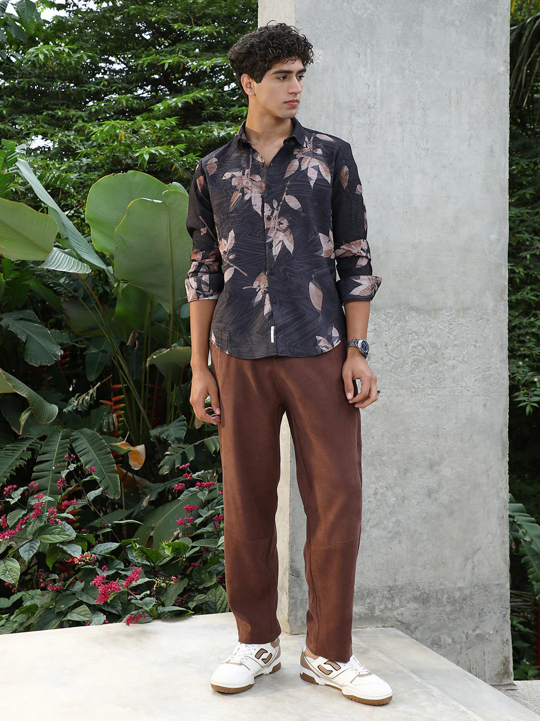 Imprinted Foliage Textured Shirt - Image 5