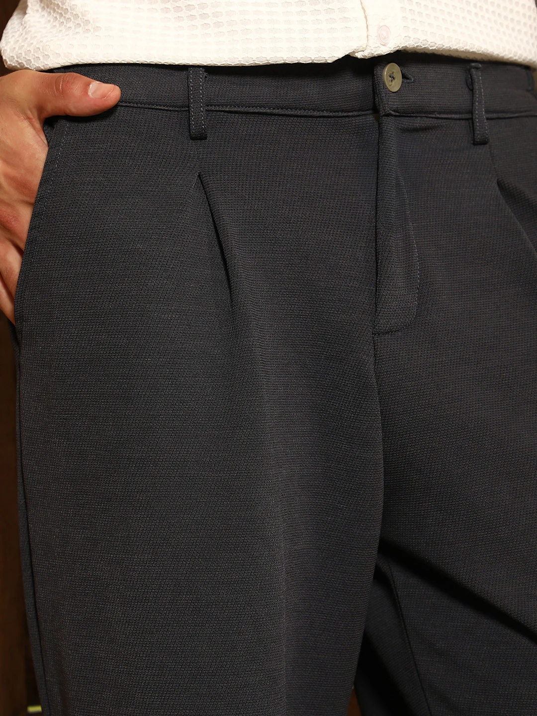 Micro-Waffle Straight-Leg Trousers - Image 7