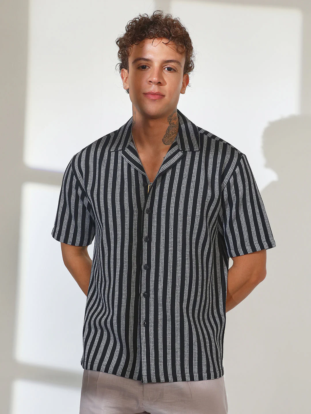 Candy Striped Knit Oversized Shirt - Image 2