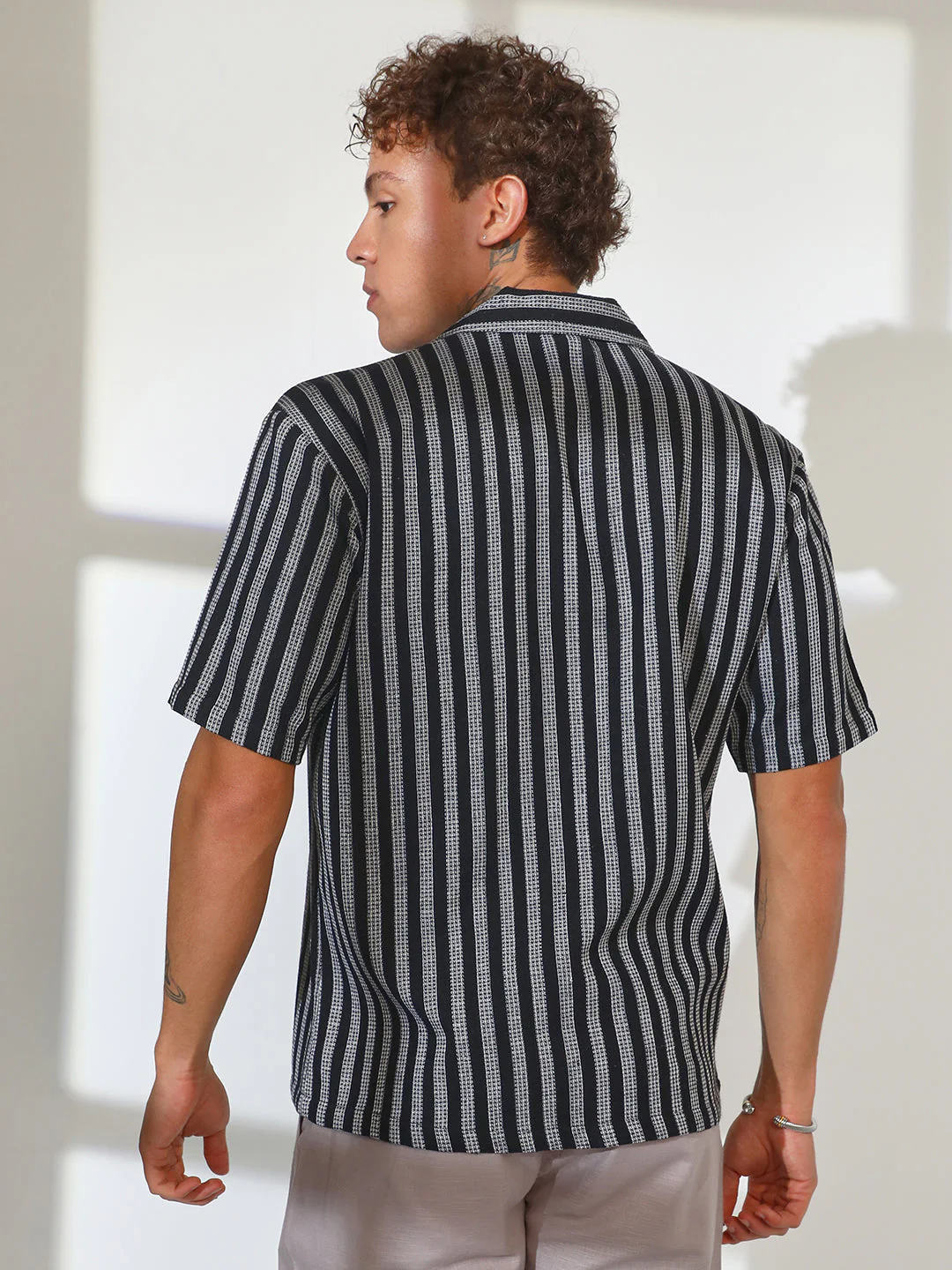Candy Striped Knit Oversized Shirt - Image 4