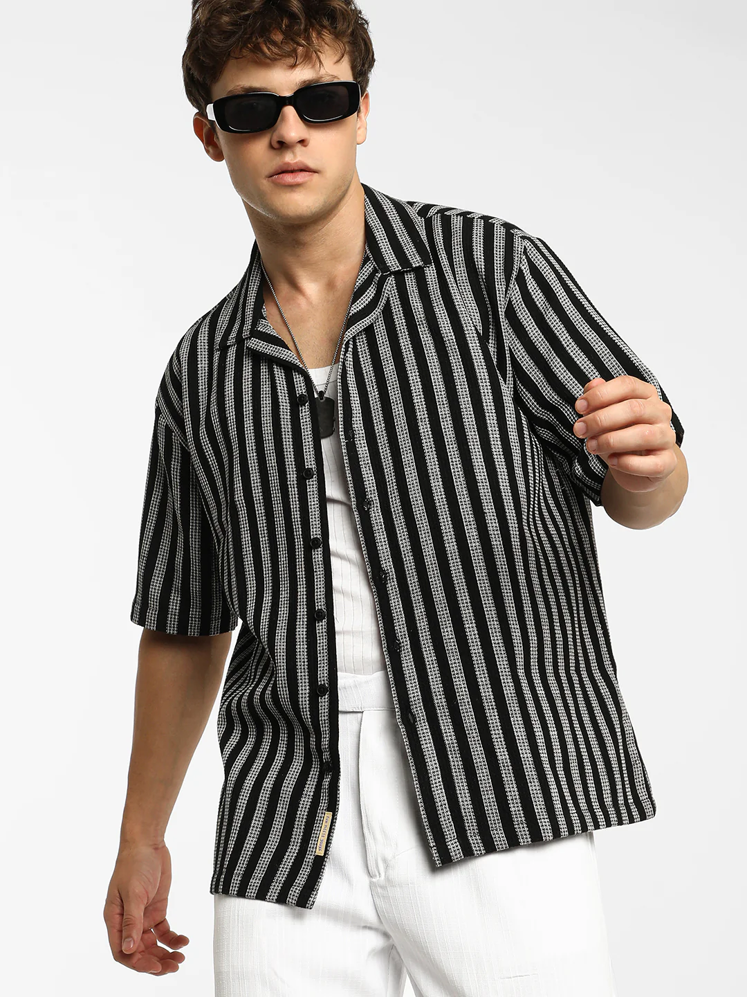 Candy Striped Knit Oversized Shirt - Image 8