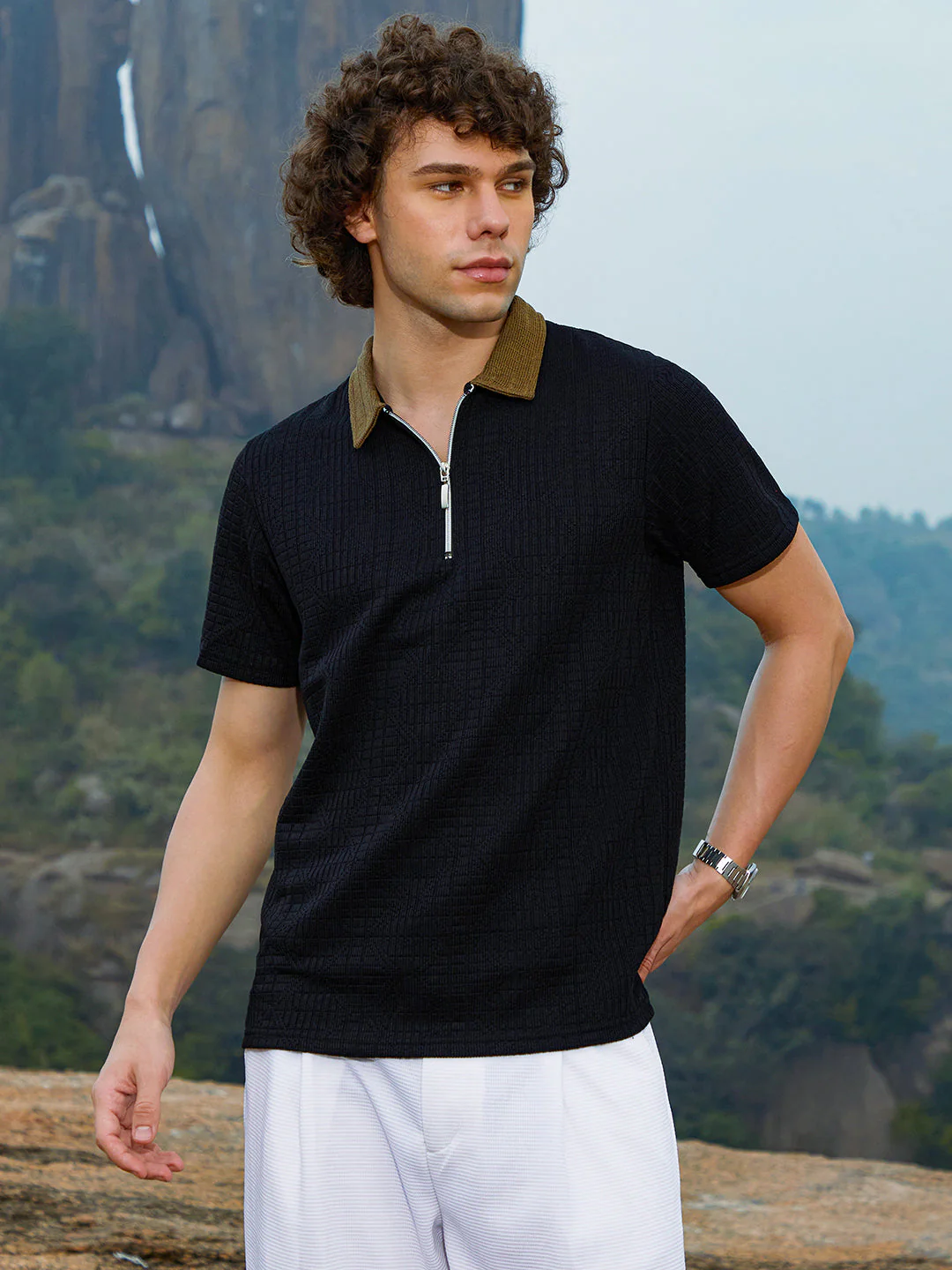 Oblique-Block Polo T-Shirt - Image 3