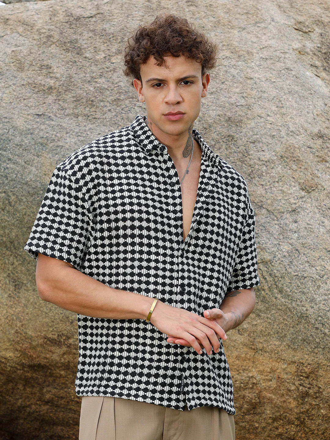 Lozenge-Striped Oversized Shirt - Image 2