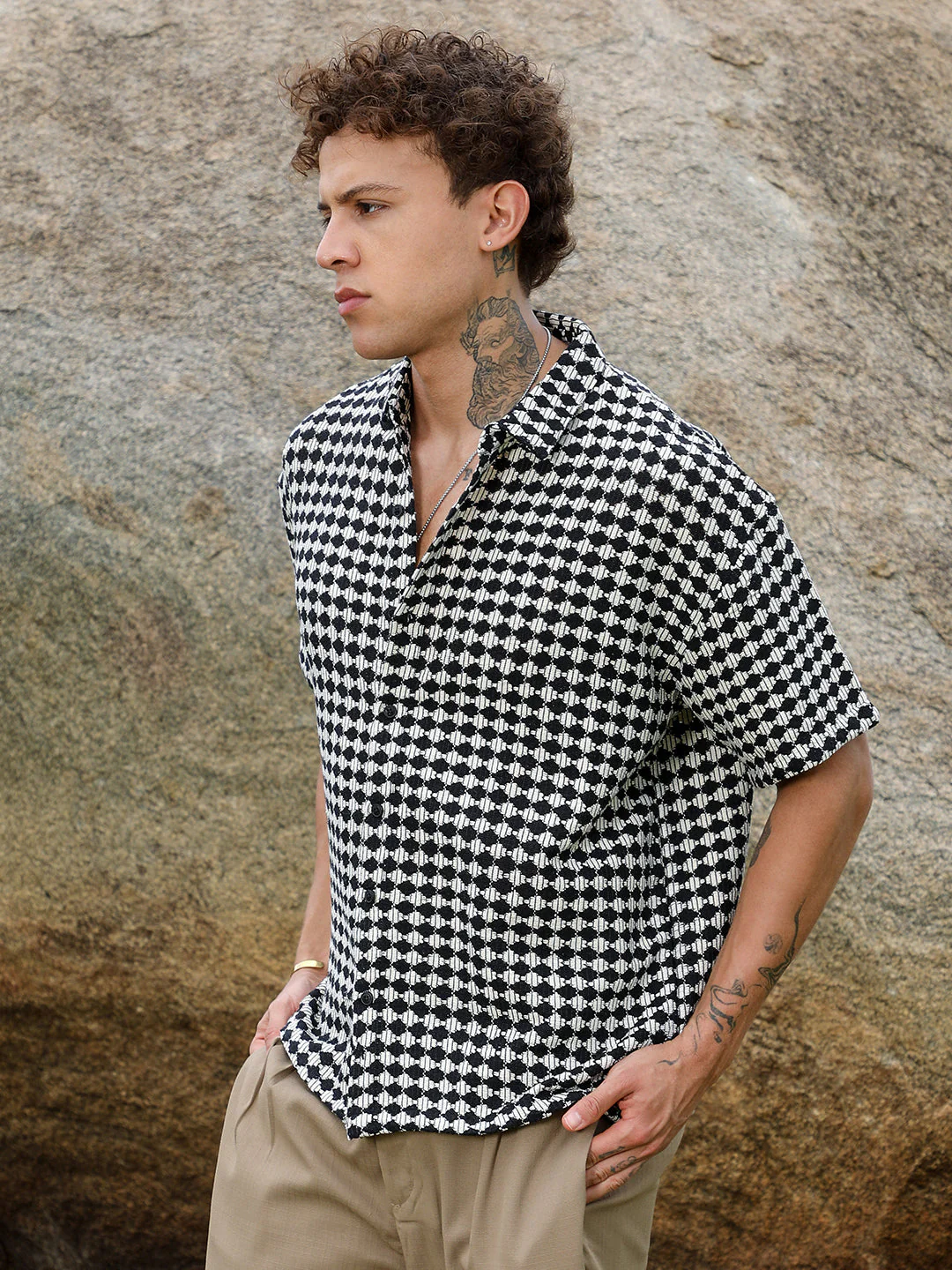 Lozenge-Striped Oversized Shirt - Image 3