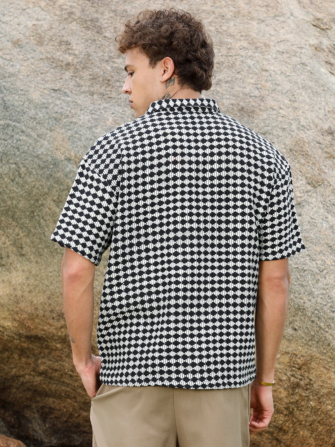 Lozenge-Striped Oversized Shirt - Image 4