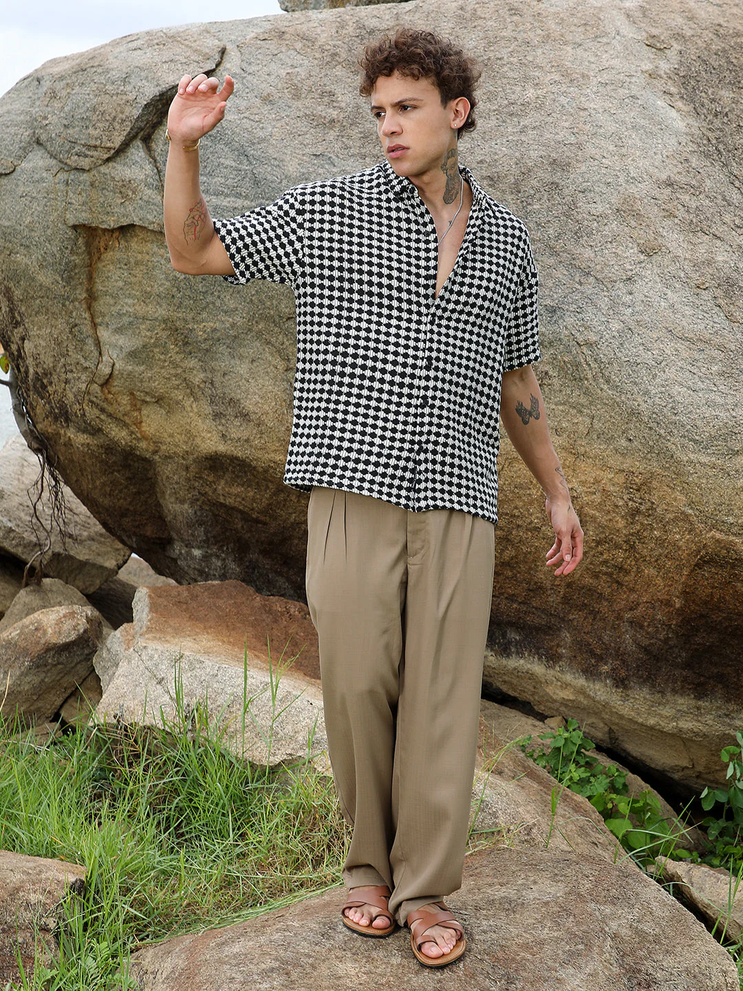 Lozenge-Striped Oversized Shirt - Image 5