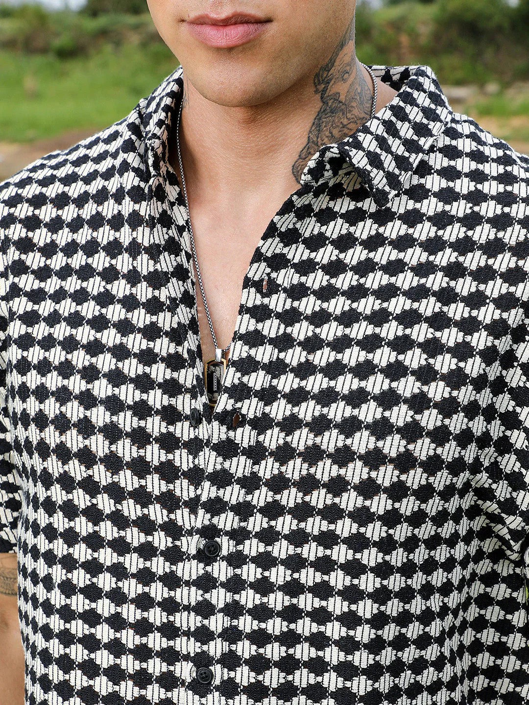 Lozenge-Striped Oversized Shirt - Image 7
