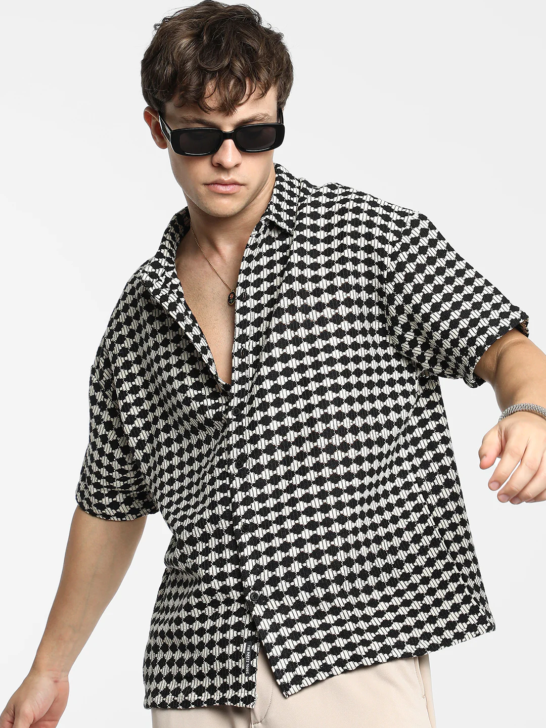 Lozenge-Striped Oversized Shirt - Image 8
