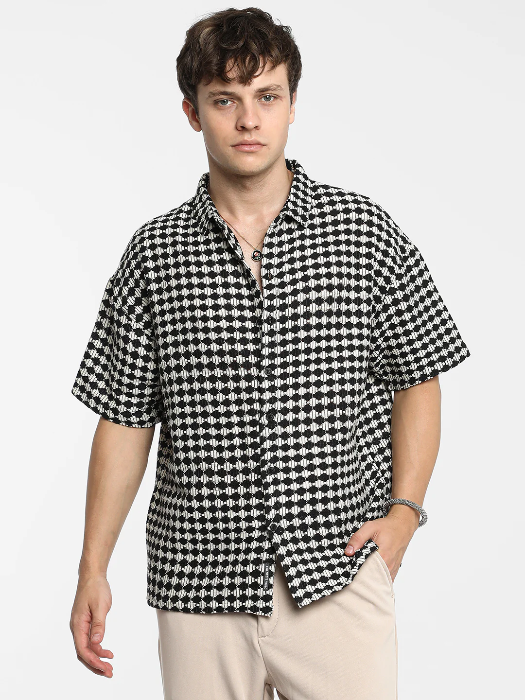 Lozenge-Striped Oversized Shirt - Image 9