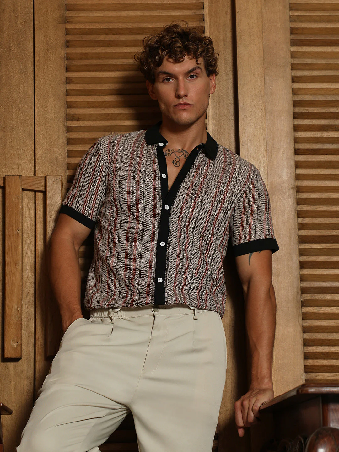 Striped-Knit Polo Shirt - Image 2